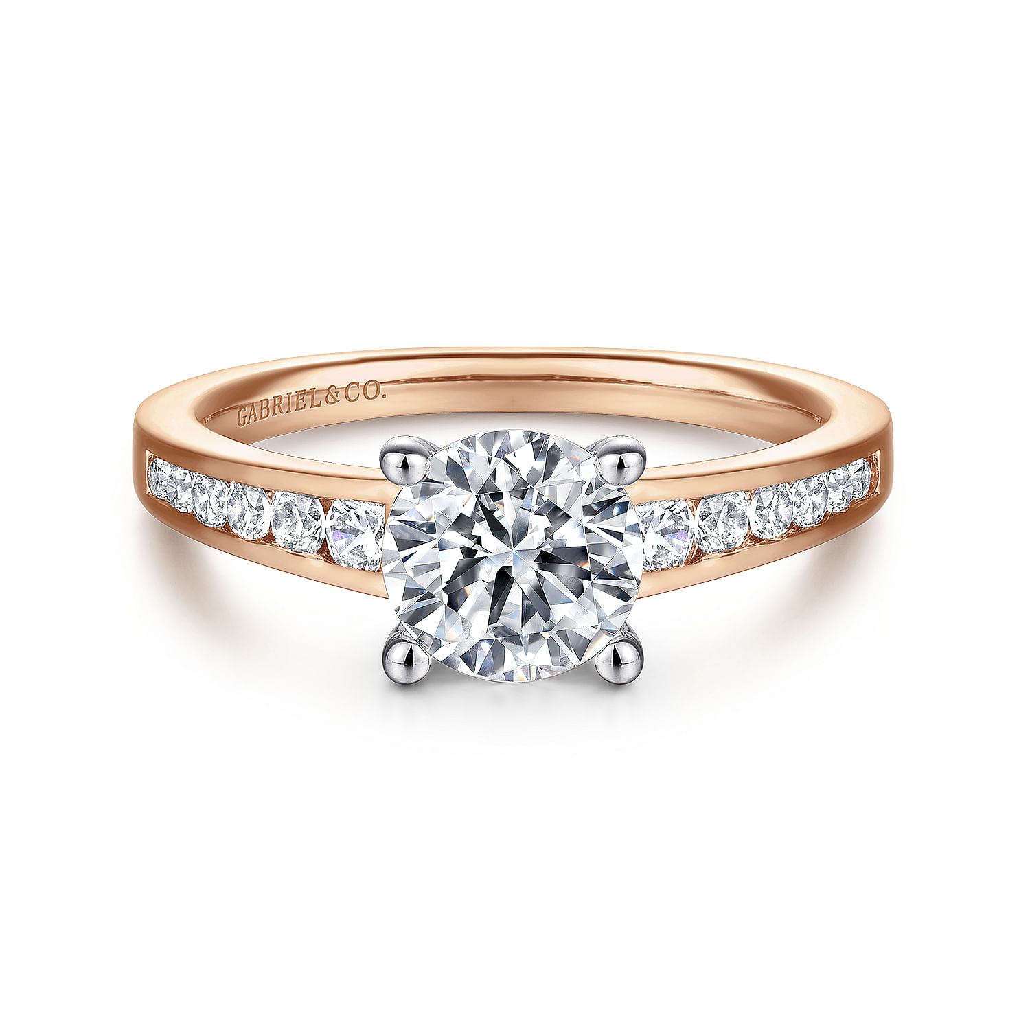 Gabriel - 14K White-Rose Gold Round Diamond Engagement Ring