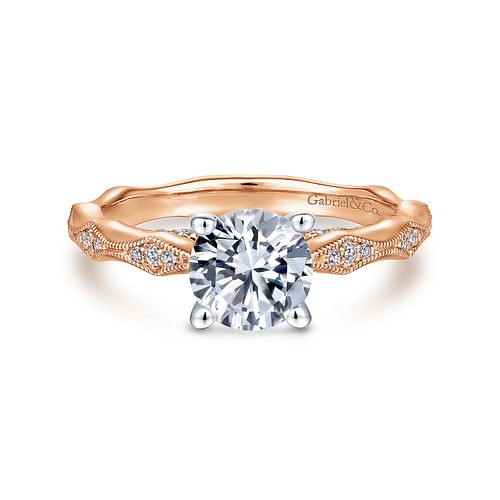 14K White-Rose Gold Round Diamond Engagement Ring