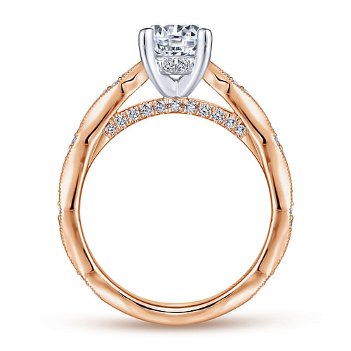 14K White-Rose Gold Round Diamond Engagement Ring