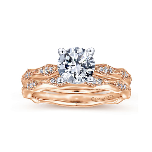 14K White-Rose Gold Round Diamond Engagement Ring