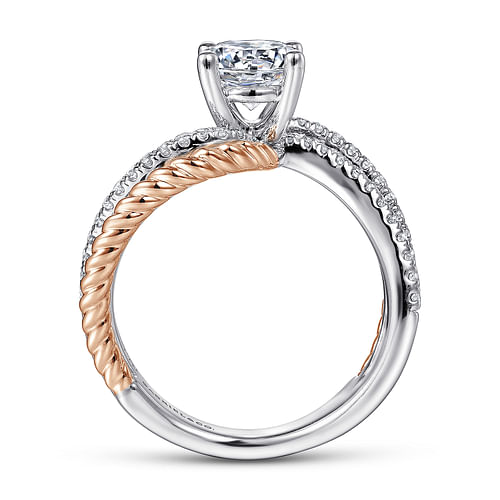 14K White-Rose Gold Round Diamond Engagement Ring