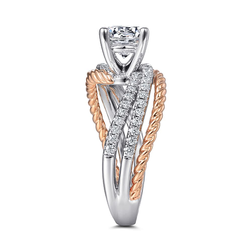 14K White-Rose Gold Round Diamond Engagement Ring