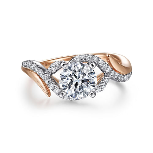 14K White-Rose Gold Round Diamond Engagement Ring