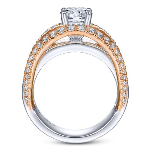 14K White-Rose Gold Round Diamond Engagement Ring