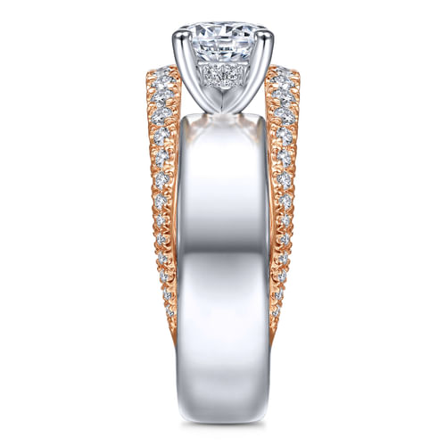 14K White-Rose Gold Round Diamond Engagement Ring