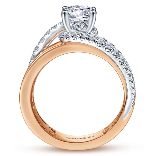 14K White-Rose Gold Round Diamond Engagement Ring