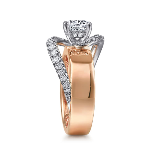 14K White-Rose Gold Round Diamond Engagement Ring