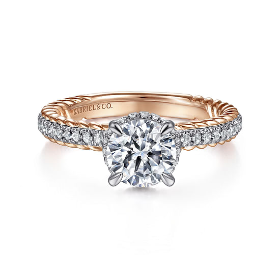 Gabriel - 14K White-Rose Gold Round Diamond Engagement Ring