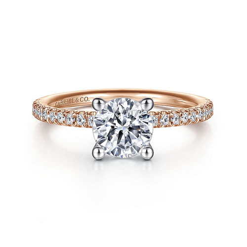 14K White-Rose Gold Round Diamond Engagement Ring