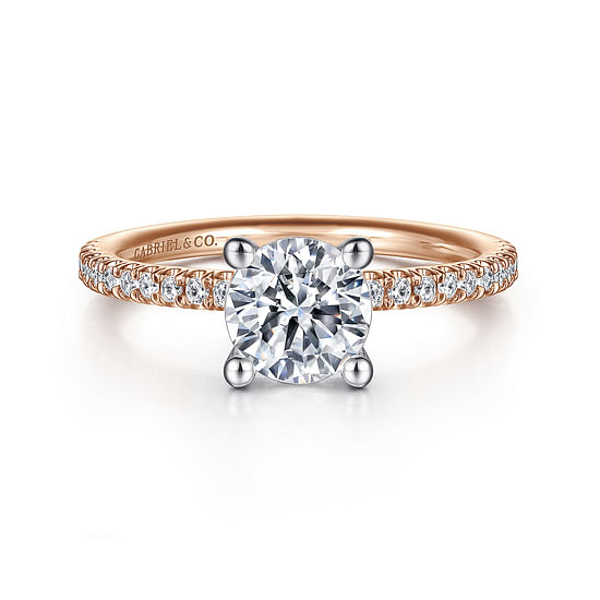 Gabriel - 14K White-Rose Gold Round Diamond Engagement Ring