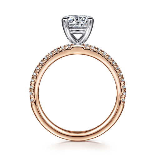 14K White-Rose Gold Round Diamond Engagement Ring