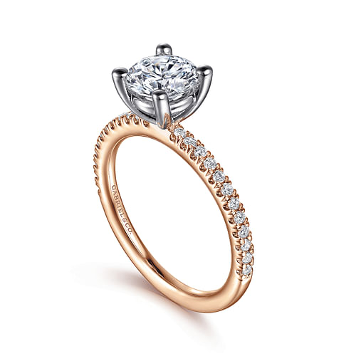 14K White-Rose Gold Round Diamond Engagement Ring