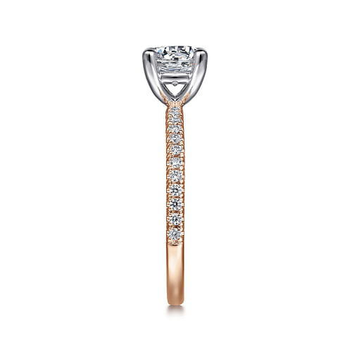 14K White-Rose Gold Round Diamond Engagement Ring