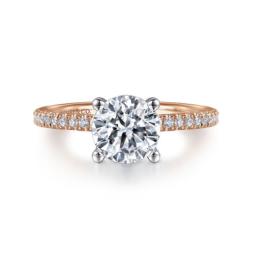 14K White-Rose Gold Round Diamond Engagement Ring