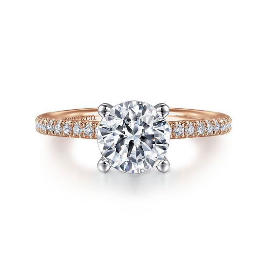 Gabriel - 14K White-Rose Gold Round Diamond Engagement Ring