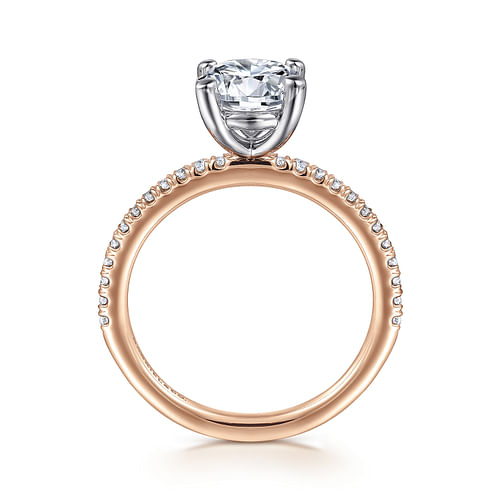 14K White-Rose Gold Round Diamond Engagement Ring