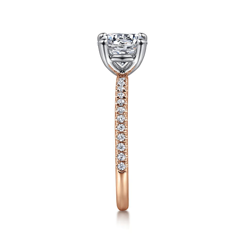 14K White-Rose Gold Round Diamond Engagement Ring