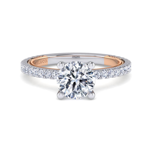 14K White-Rose Gold Round Diamond Engagement Ring 14K White-Rose Gold Round Diamond Engagement Ring