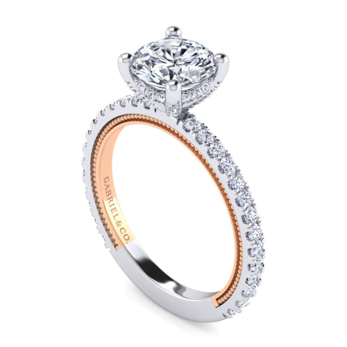 14K White-Rose Gold Round Diamond Engagement Ring 14K White-Rose Gold Round Diamond Engagement Ring