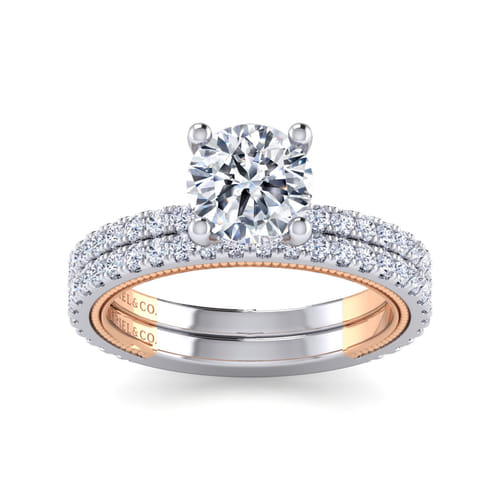 14K White-Rose Gold Round Diamond Engagement Ring 14K White-Rose Gold Round Diamond Engagement Ring