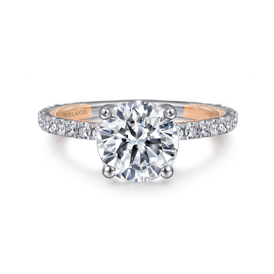 Gabriel - 14K White-Rose Gold Round Diamond Engagement Ring