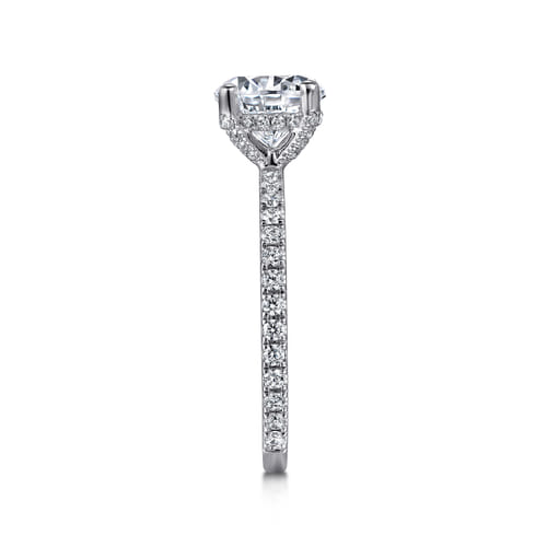 14K White-Rose Gold Round Diamond Engagement Ring
