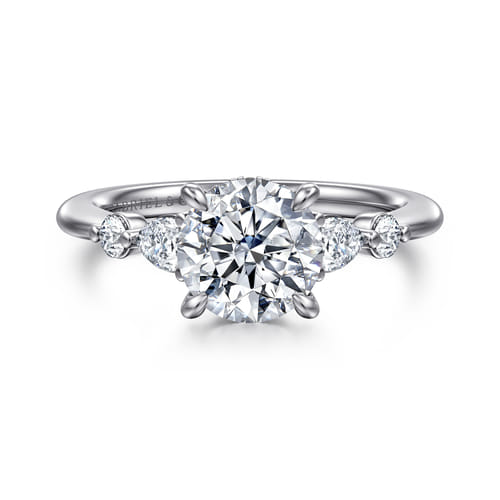 14K White-Rose Gold Round Diamond Engagement Ring