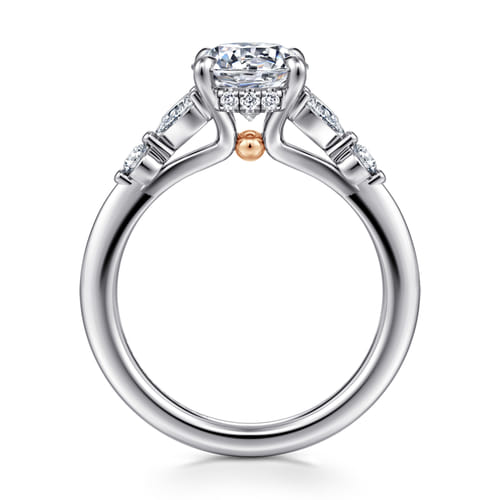 14K White-Rose Gold Round Diamond Engagement Ring