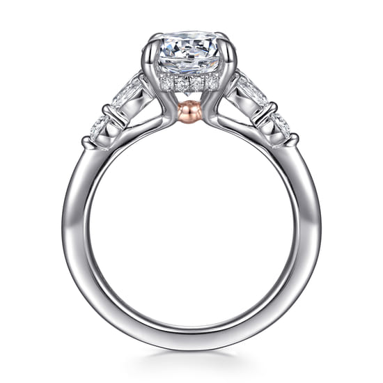 14K White-Rose Gold Round Diamond Engagement Ring angle 2