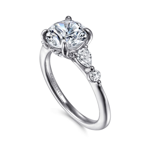 14K White-Rose Gold Round Diamond Engagement Ring