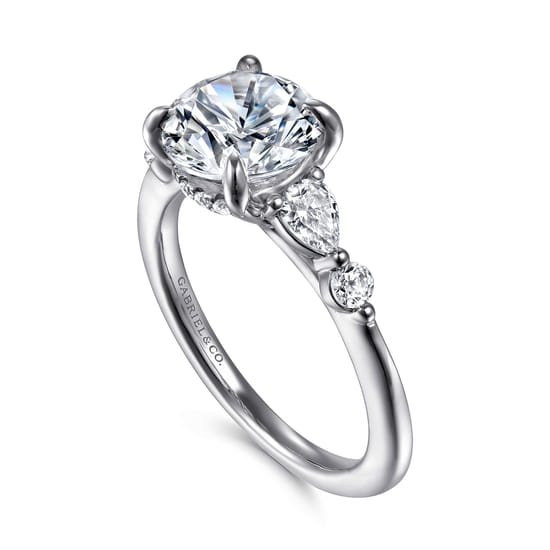 14K White-Rose Gold Round Diamond Engagement Ring angle 3