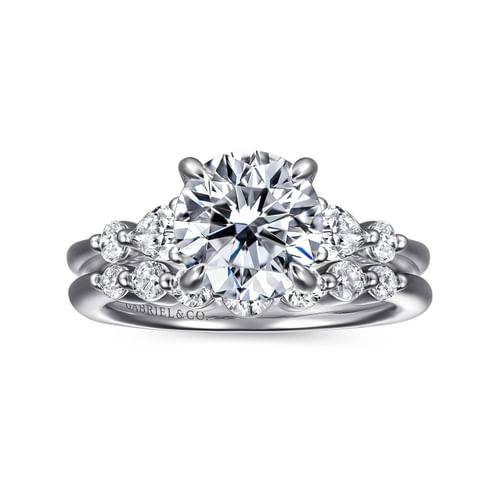 14K White-Rose Gold Round Diamond Engagement Ring