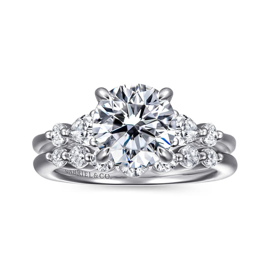 14K White-Rose Gold Round Diamond Engagement Ring angle 4