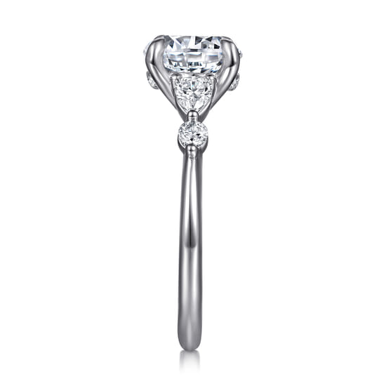 14K White-Rose Gold Round Diamond Engagement Ring angle 5
