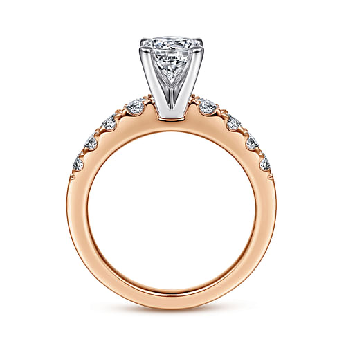 14K White-Rose Gold Round Diamond Engagement Ring