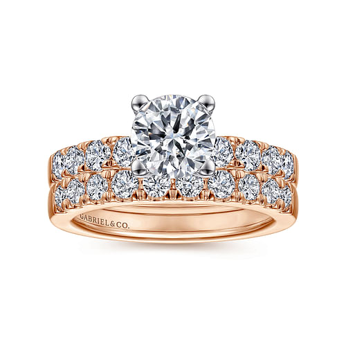 14K White-Rose Gold Round Diamond Engagement Ring