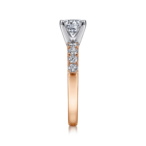 14K White-Rose Gold Round Diamond Engagement Ring