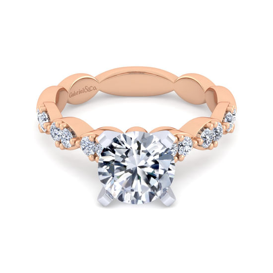 Gabriel - 14K White-Rose Gold Round Diamond Engagement Ring