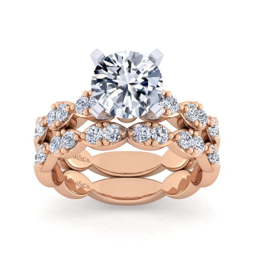 14K White-Rose Gold Round Diamond Engagement Ring