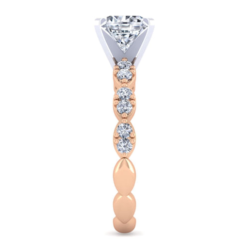 14K White-Rose Gold Round Diamond Engagement Ring