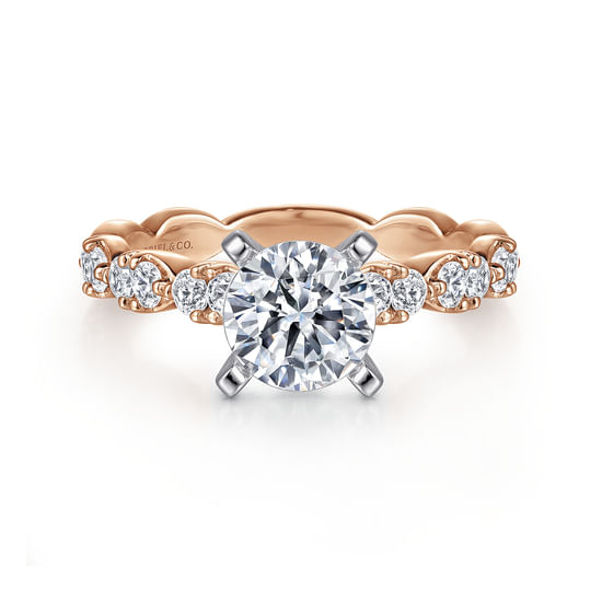 Gabriel - 14K White-Rose Gold Round Diamond Engagement Ring