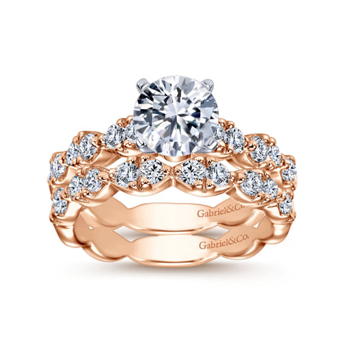 14K White-Rose Gold Round Diamond Engagement Ring