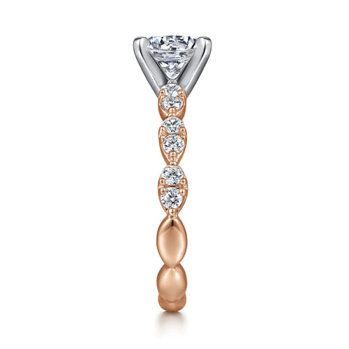 14K White-Rose Gold Round Diamond Engagement Ring