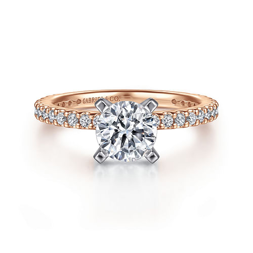 14K White-Rose Gold Round Diamond Engagement Ring