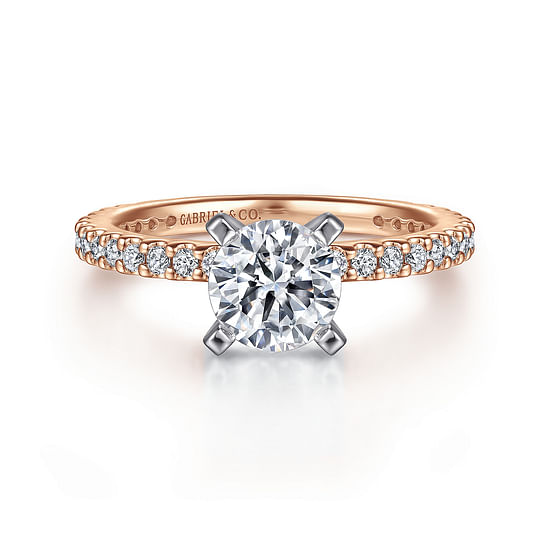 Gabriel - 14K White-Rose Gold Round Diamond Engagement Ring