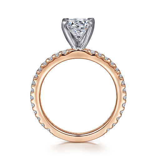 14K White-Rose Gold Round Diamond Engagement Ring