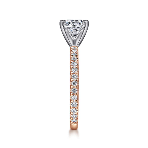 14K White-Rose Gold Round Diamond Engagement Ring