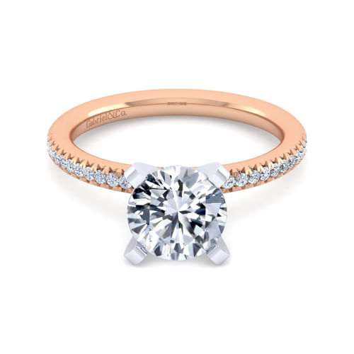 14K White-Rose Gold Round Diamond Engagement Ring