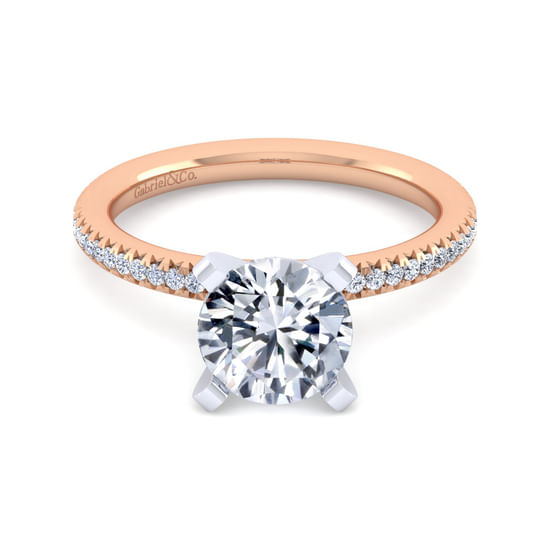 Gabriel - 14K White-Rose Gold Round Diamond Engagement Ring