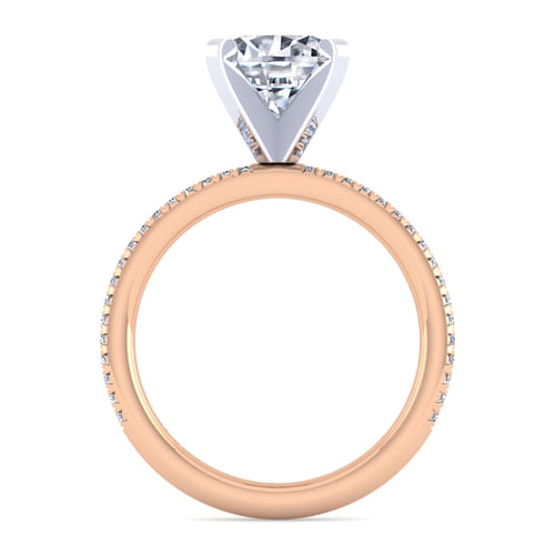 14K White-Rose Gold Round Diamond Engagement Ring